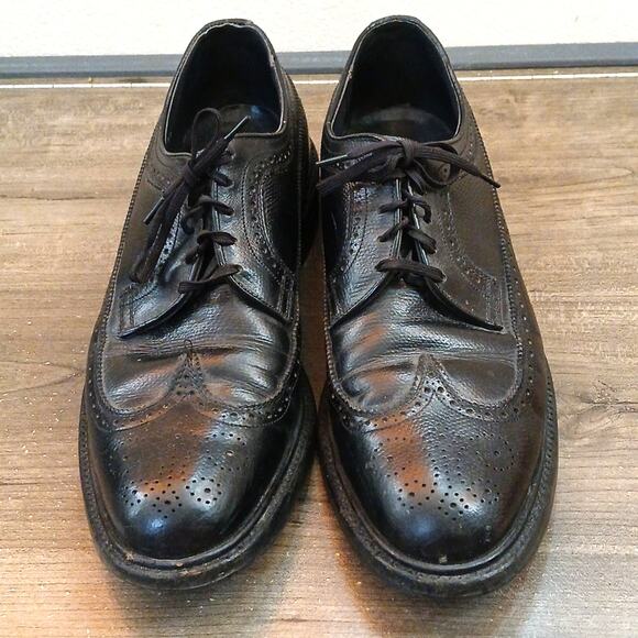 Vintage O'Sullivan leather Oxford wingtip dress shoes 8.5B - Picture 2 of 8